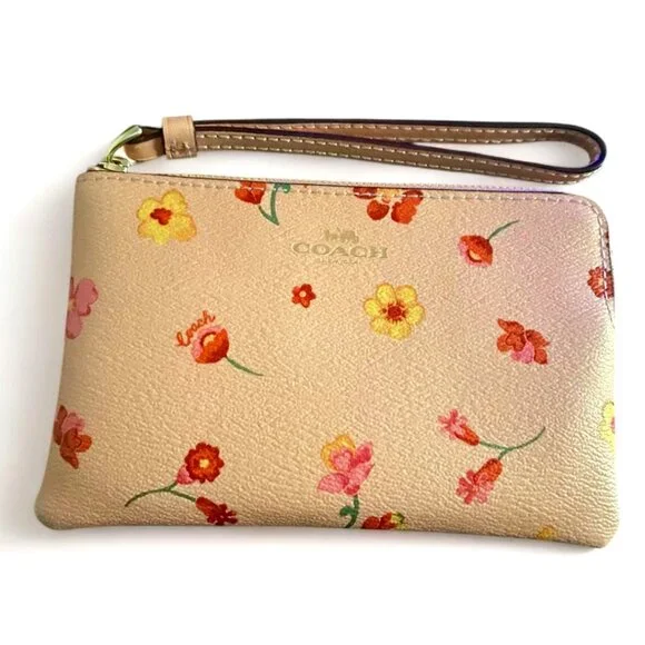 Coach Floral Wristlet in Cream and Red - Picture 1 of 4